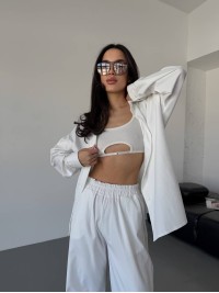 Бавовняний прогулянковий костюм бiлого кольору 31466