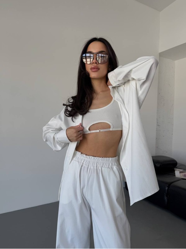 Бавовняний прогулянковий костюм бiлого кольору 31466