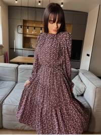 Повітряна сукня мідi у квітку бордвого кольору 31529