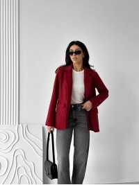 Жіночий замшевий піджак бордового кольору 31556