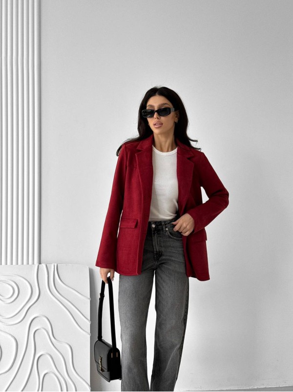 Жіночий замшевий піджак бордового кольору 31556