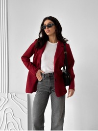 Жіночий замшевий піджак бордового кольору 31556