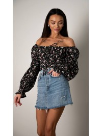 Топ із довгим рукавом на зав'язках чорного кольору 31559