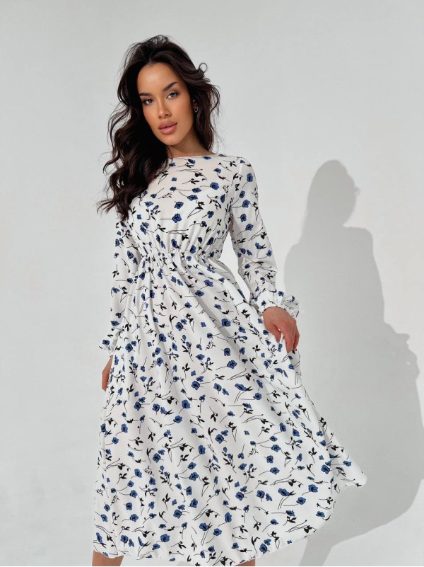 Легка сукня міді молочного кольору 31567