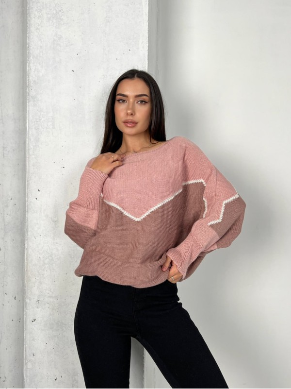 Тонкий жіночий светр пудрового кольору 31604