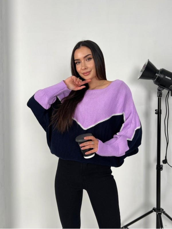 Тонкий жіночий светр бузкового кольору 31605