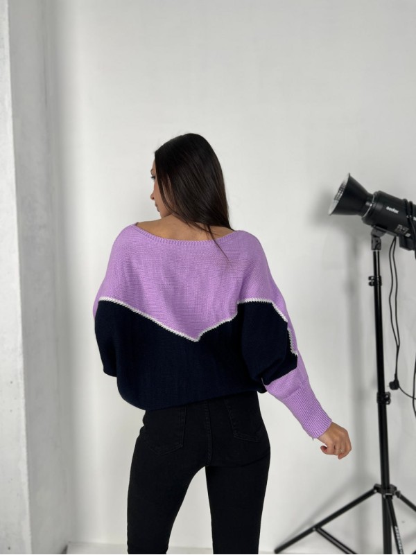 Тонкий жіночий светр бузкового кольору 31605