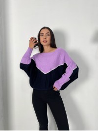 Тонкий жіночий светр бузкового кольору 31605