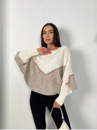 Тонкий жіночий светр молочного кольору 31606