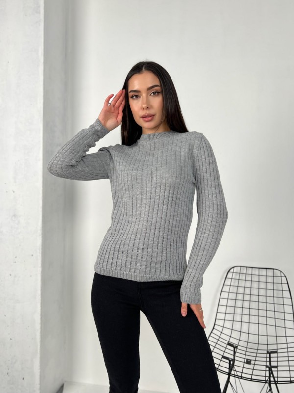 Обтягуючий жіночий светр сiрого кольору 31608