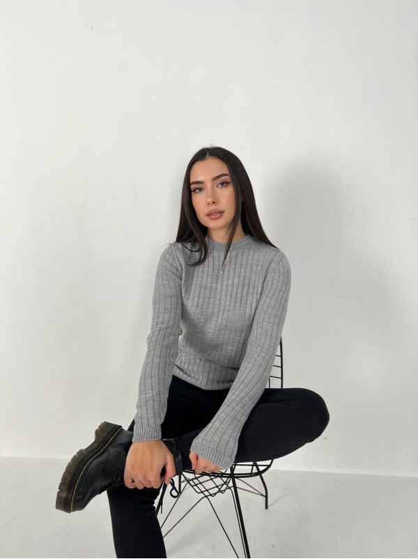 Обтягуючий жіночий светр сiрого кольору 31608