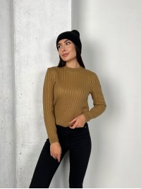 Обтягуючий жіночий светр кавового кольору 31609