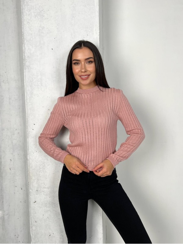Обтягуючий жіночий светр рожевого кольору 31612