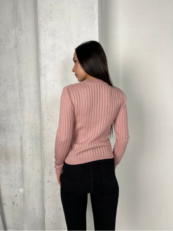 Обтягуючий жіночий светр рожевого кольору 31612