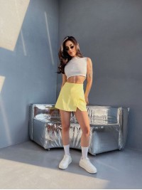 Міні спідниця-шорти жовтого кольору 31617