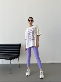 Легкий спортивний комплект (лосини+футболка) бузкового кольору 31621