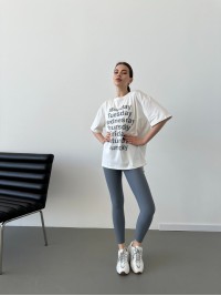 Легкий спортивний комплект (лосини+футболка) сiрого кольору 31623