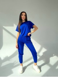 Жіночий костюм прогулянковий синього кольору 31646