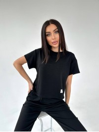 Жіночий костюм прогулянковий чорного кольору 31647