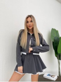Жіночий костюм 2-ка (спідниця-шорти+піджак) графiового кольору 31648