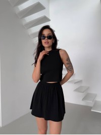 Жіночий легкий костюм 2-ка зі спідницею чорного кольору 31652