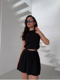 Жіночий легкий костюм 2-ка зі спідницею чорного кольору 31652