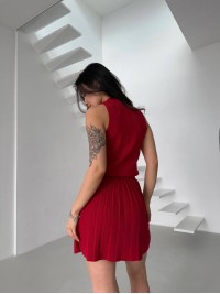 Жіночий легкий костюм 2-ка зі спідницею червоного кольору 31654