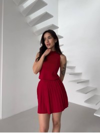 Жіночий легкий костюм 2-ка зі спідницею червоного кольору 31654