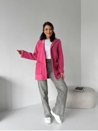 Жіночий кардиган iз букле з капюшоном малинового кольору 31657