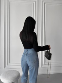 Жіночий топ із воланами на зав'язках чорного кольору 31660