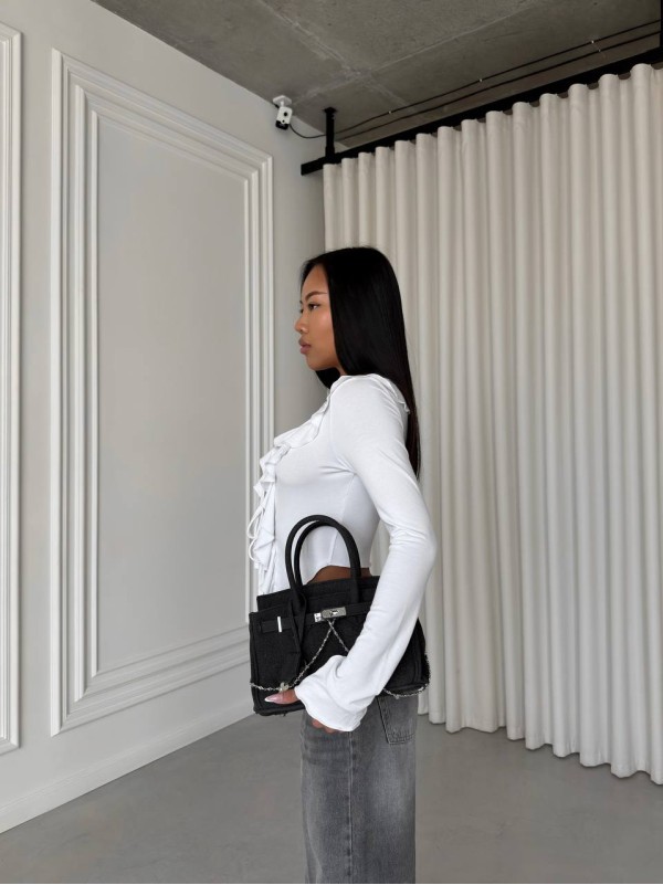 Жіночий топ із воланами на зав'язках молочного кольору 31661