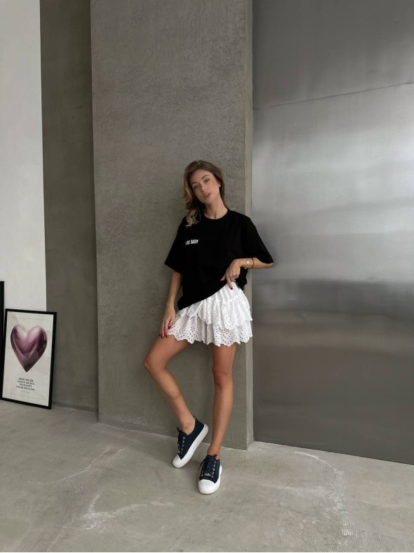 Бавовняна футболка з написом чорного кольору 31664