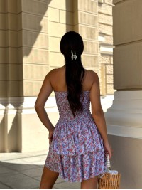 Пишна сукня міні в квітку лавандового кольору 31697