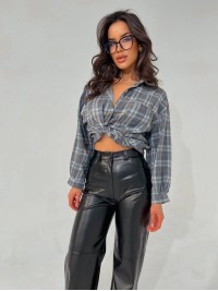 Жіночі штани з еко-шкіри чорного кольору 31712