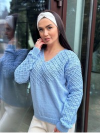 Базовий жіночий светр блакитного кольору 31734