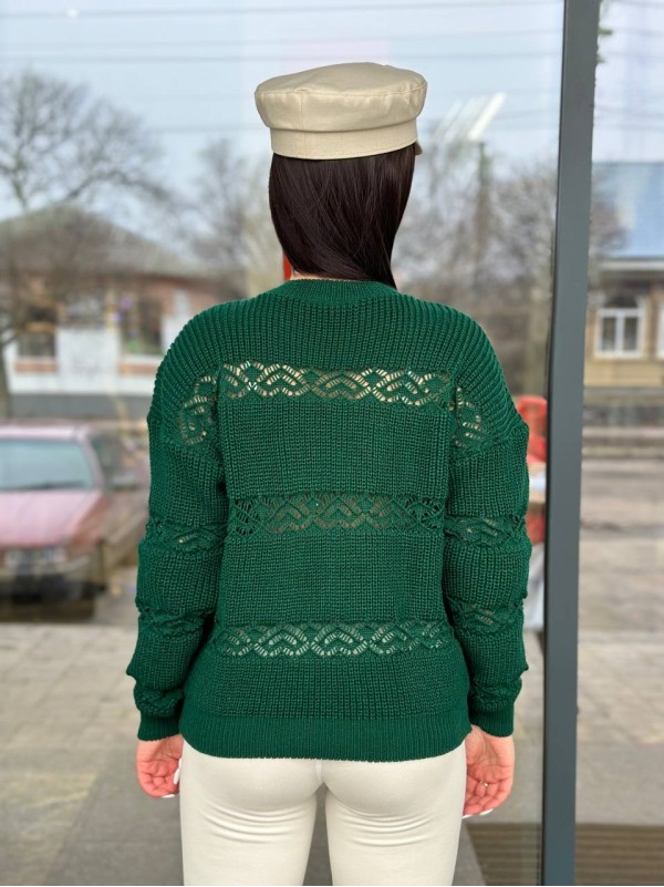 Тонкий жіночий светр зеленого кольору 31736