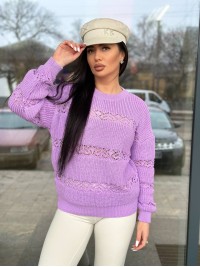 Тонкий жіночий светр бузкового кольору 31738