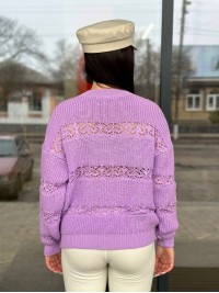 Тонкий жіночий светр бузкового кольору 31738