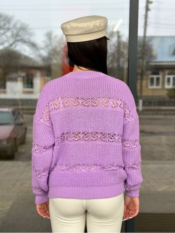 Тонкий жіночий светр бузкового кольору 31738