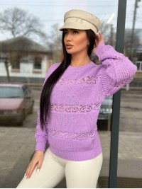 Тонкий жіночий светр бузкового кольору 31738