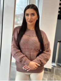 Тонкий жіночий светр пудрового кольору 31739