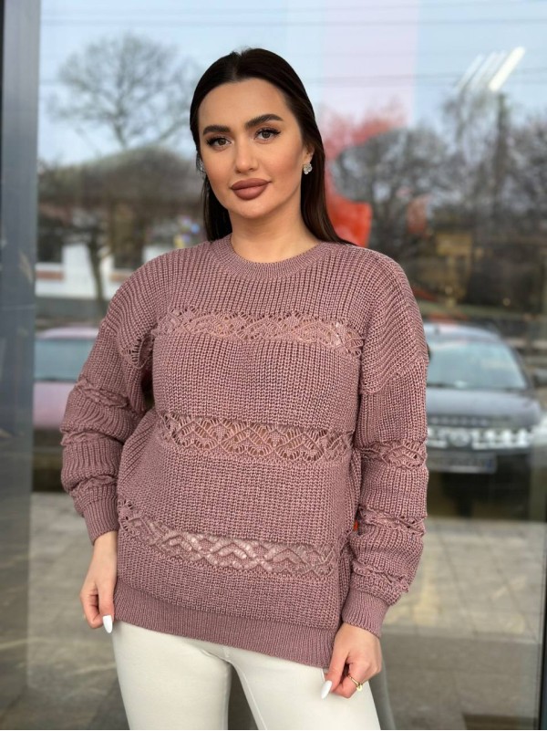 Тонкий жіночий светр пудрового кольору 31739