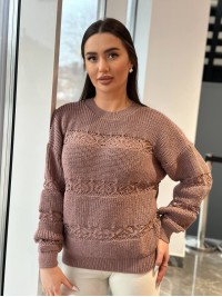 Тонкий жіночий светр пудрового кольору 31739