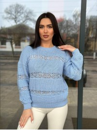 Тонкий жіночий светр блакитного кольору 31740
