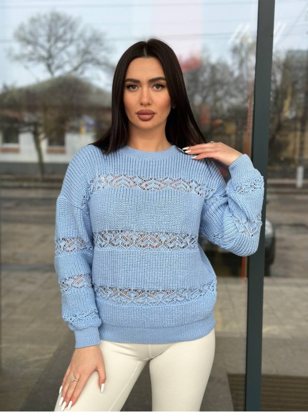 Тонкий жіночий светр блакитного кольору 31740