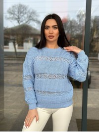 Тонкий жіночий светр блакитного кольору 31740