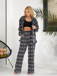 Жіночий легкий прогулянковий костюм чорного кольору 31751