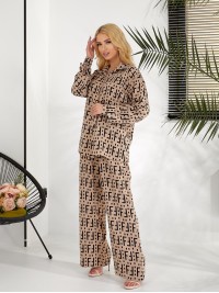 Жіночий легкий прогулянковий костюм бежевого кольору 31752