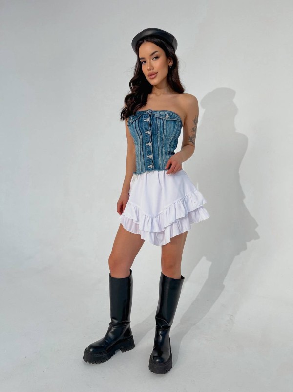 Жіноча легка спідниця міні бiлого кольору 31764