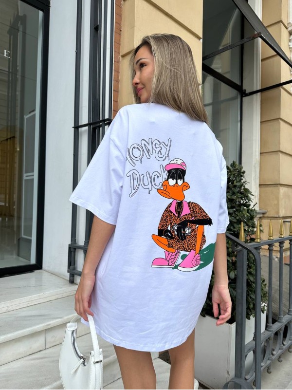 Бавовняна футболка з малюнком бiлого кольору 31781